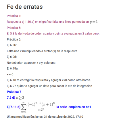 Fe de Erratas Practicas